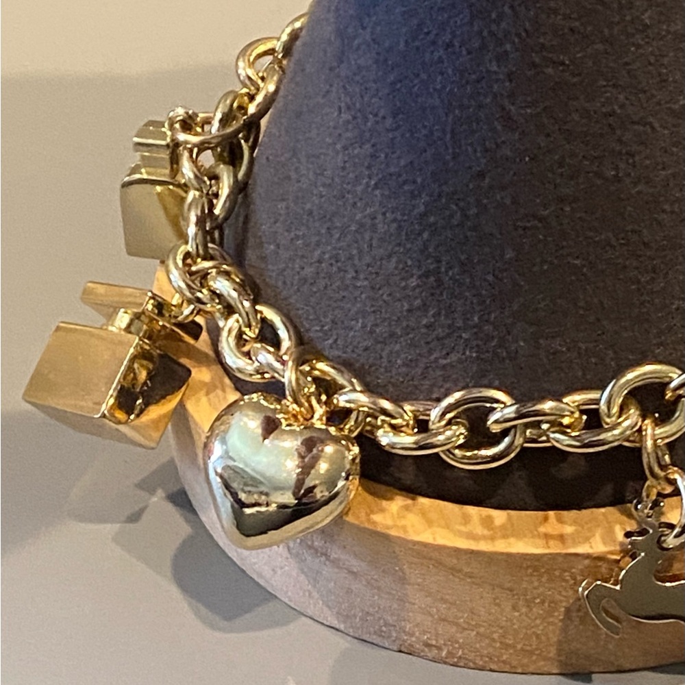 Dolce & Gabbana Gold Logo Perfume Bottle Charm Link Bracelet - Picture 10 of 16